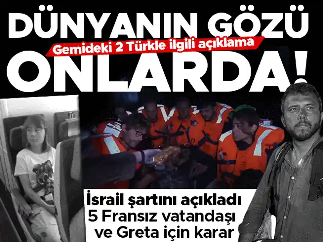 Image from Hürriyet: Gemideki 2 Türkle ilgili açıklama  İsrail şartını açıkladı: 5 Fransız ...