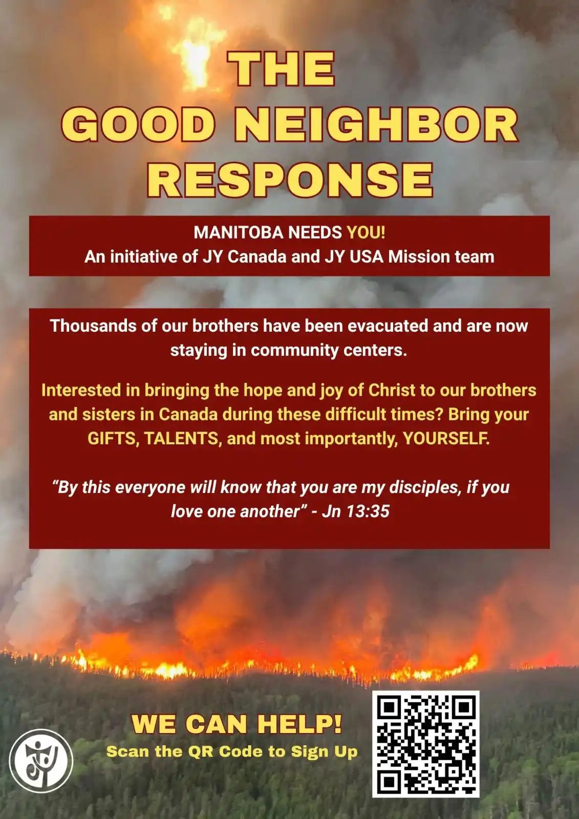 Image from Jesus Youth USA: In response to the wildfires in Manitoba, Canada, JY Canada, supported...