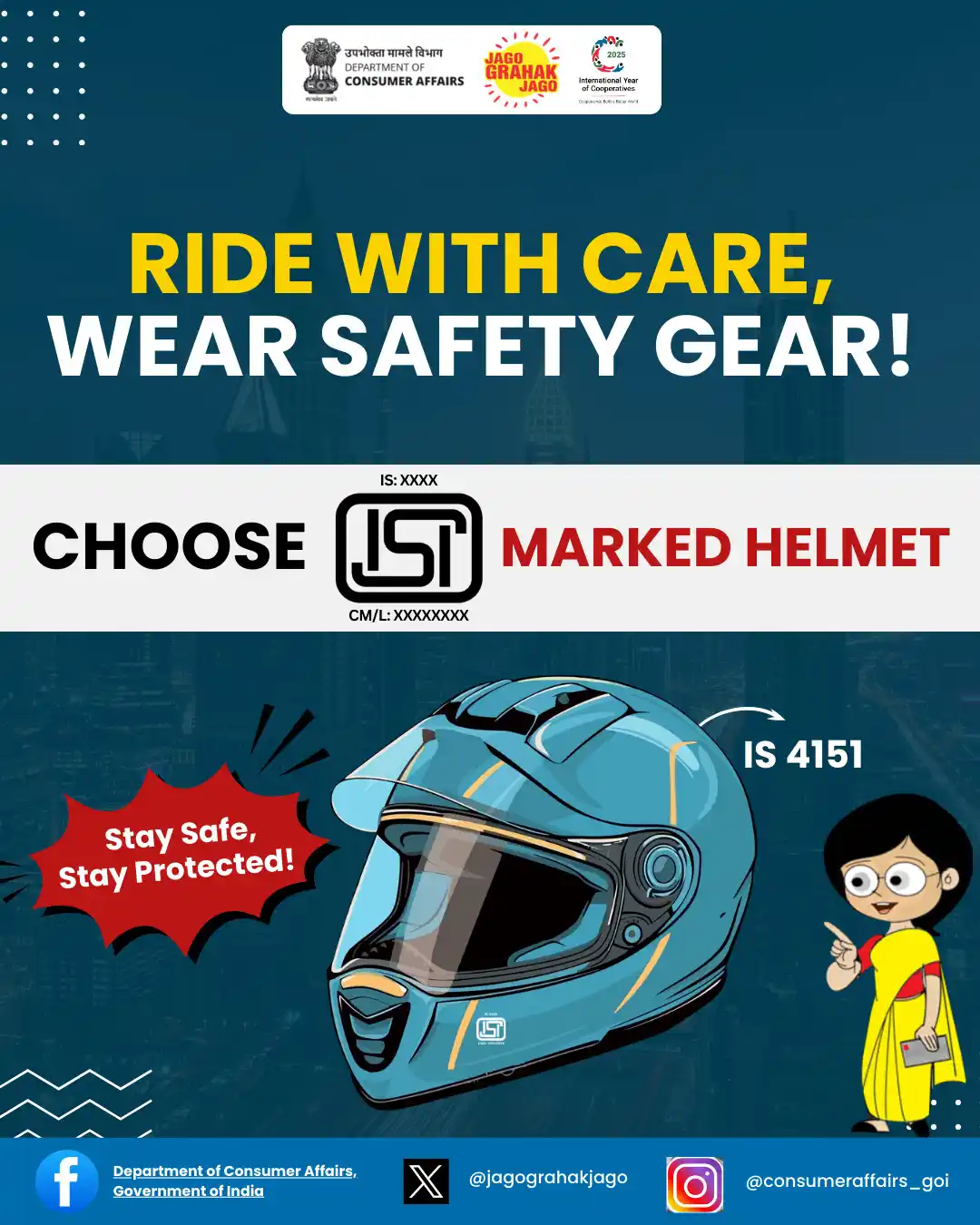 Image from Department of Consumer Affairs, Government of India: Is your helmet really safe? It might look cool, but does it protect yo...
