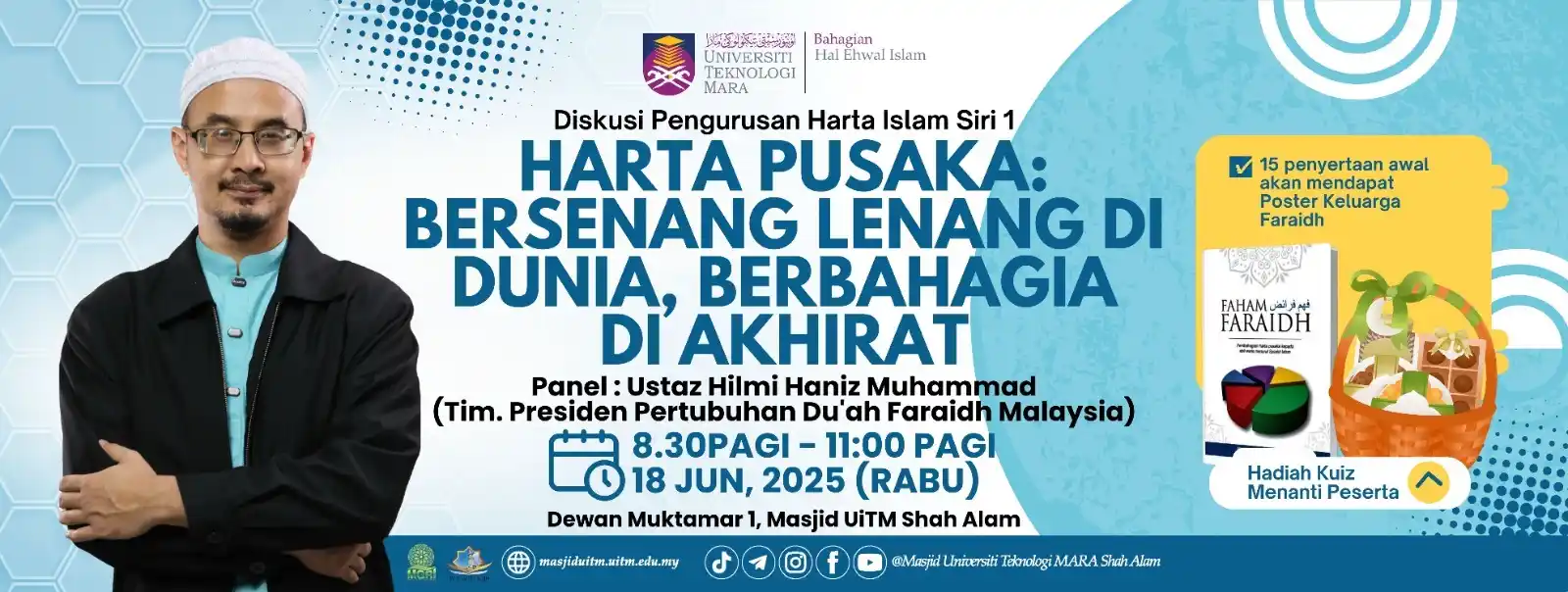 Image from Masjid Al-Wathiqu Billah Tuanku Mizan Zainal Abidin UiTM Shah Alam: [ JEMPUTAN KE PROGRAM DISKUSI PENGURUSAN HARTA ISLAM SIRI 1]   *"Harta...