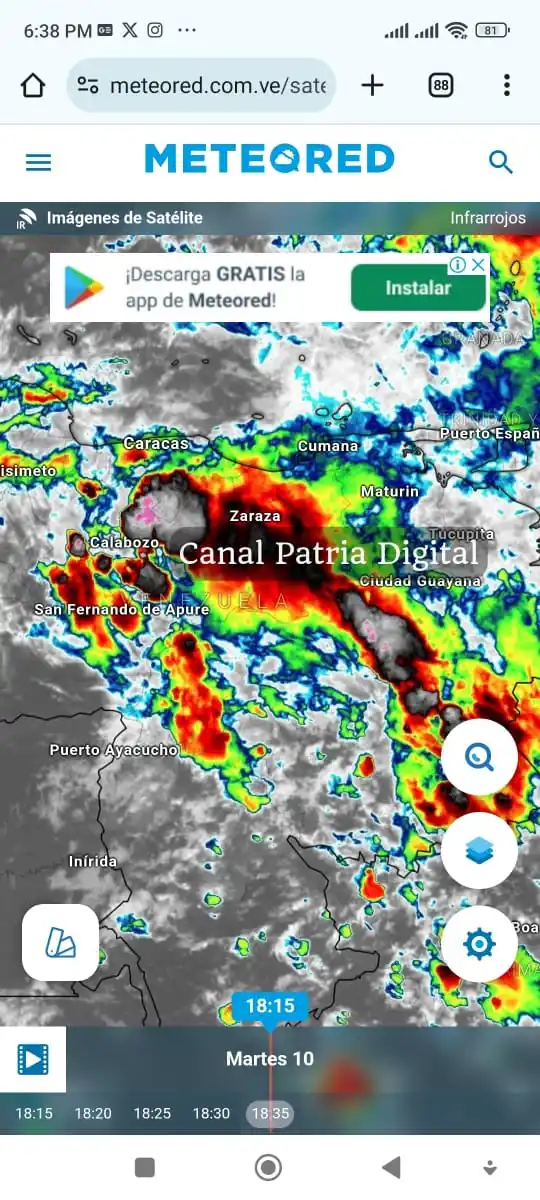 Image from Canal Patria Digital: *🌨Lluvias en gran parte del país por el paso de la Onda Tropical N•4*...