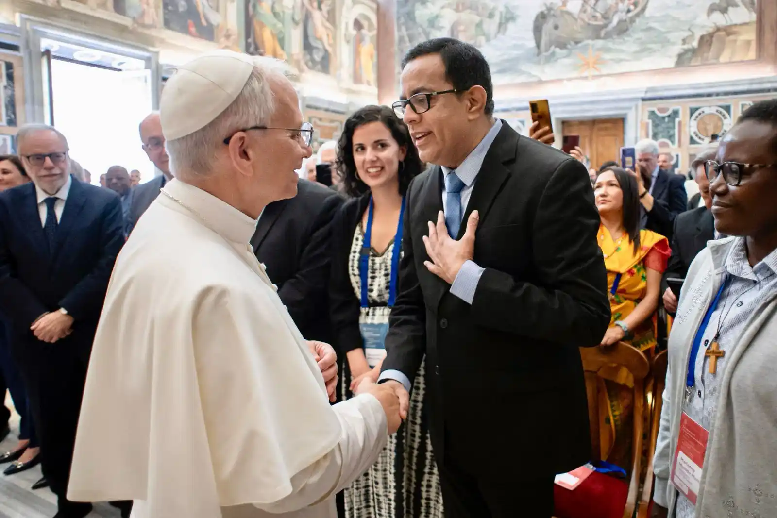 Image from Jesus Youth USA: *Manoj Sunny (JY International ) meets Pope Leo!* As part of the _Jub...