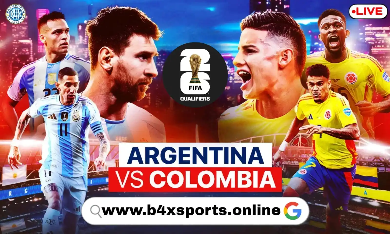 Image from Football Live Updates [ B4X SPORTS ]: *🏟️ MATCH STARTED⏰🔥* ‎ 🏆 `FIFA WC Qualifiers - CONMEBOL`  Ⓜ  *Argen...