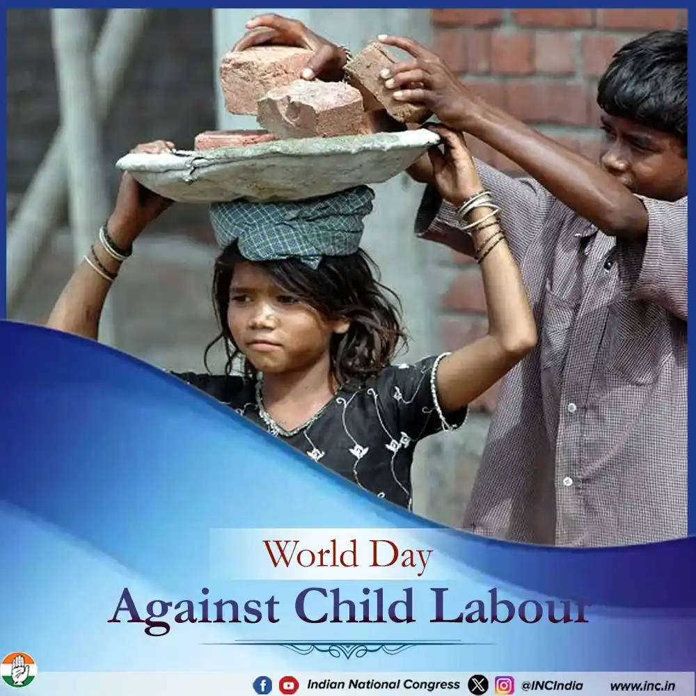 Image from Cadre Congress ❤️: On World Day Against Child Labour, we salute Rajiv Gandhi ji’s visiona...