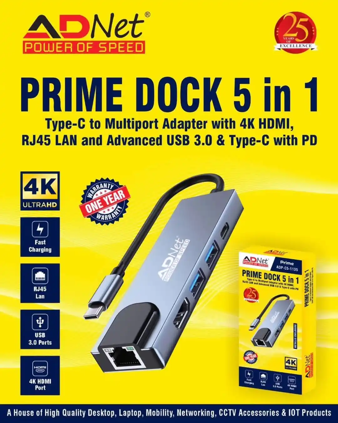 Image from Computer Laptop Accessories: Prime Dock 5 in 1 (Type C 4K HDMI RJ45 LAN USB 3 with PD Multiport Ada...
