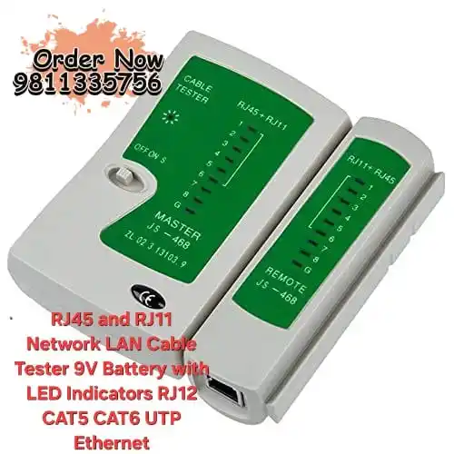 Image from Computer Laptop Accessories: RJ45 and RJ11 Network LAN Cable Tester 9V Battery with LED Indicators ...