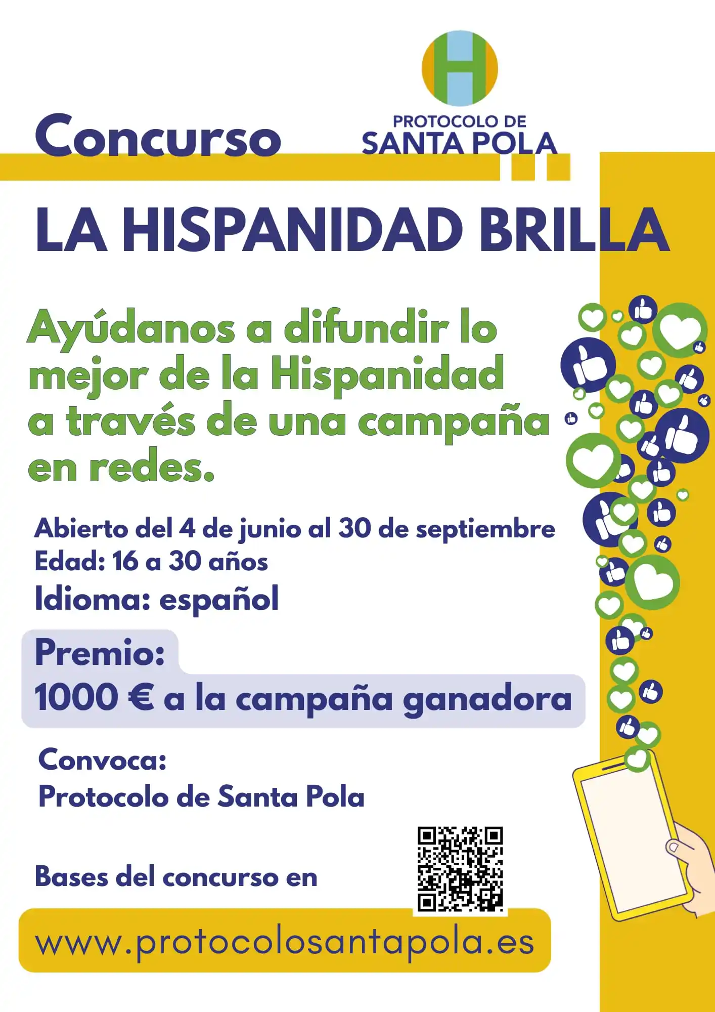 Image from CANAL WSP HE (HABLAMOS ESPAÑOL): Si tienes entre 16 y 30 años haz brillar la Hispanidad en redes. Crea ...