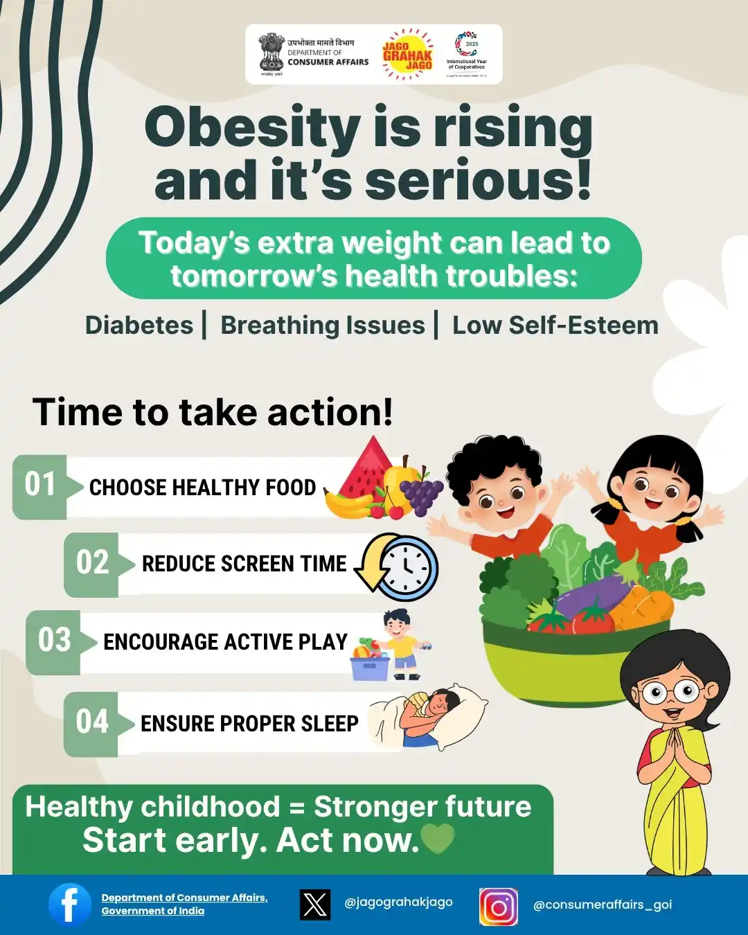 Image from Department of Consumer Affairs, Government of India: Strong Bodies, Strong Minds — Start Today! Move More, Eat Smart, Live ...