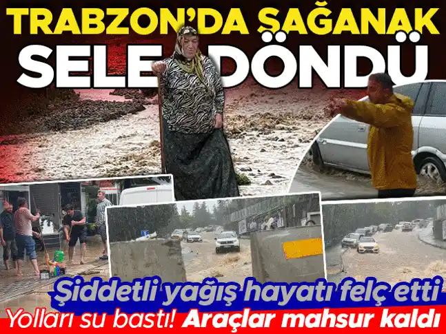 Image from Hürriyet: Trabzon'da şiddetli yağış: Rögarlar taştı, yollar göle döndü https://...