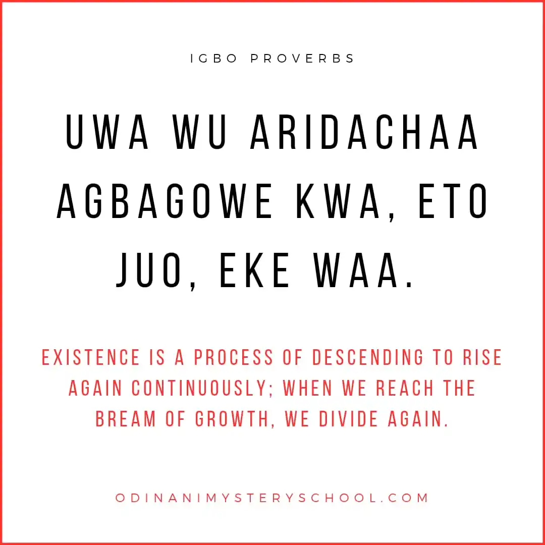 Image from Igbo Culture, Lifestyle, Spirituality & Science 🔆: *Uwa wu aridachaa agbagowe kwa, eto juo, eke waa:* Existence is a proc...