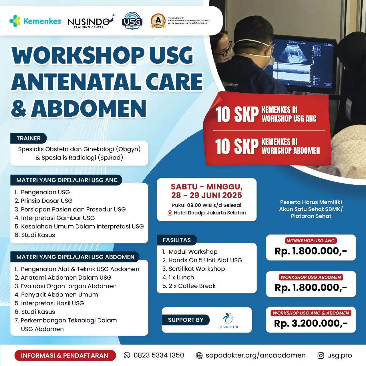 Image from USG PRO: 📣*WORKSHOP USG ANTENATAL CARE DAN ABDOMEN* *(AKREDITASI KEMENKES RI)*...
