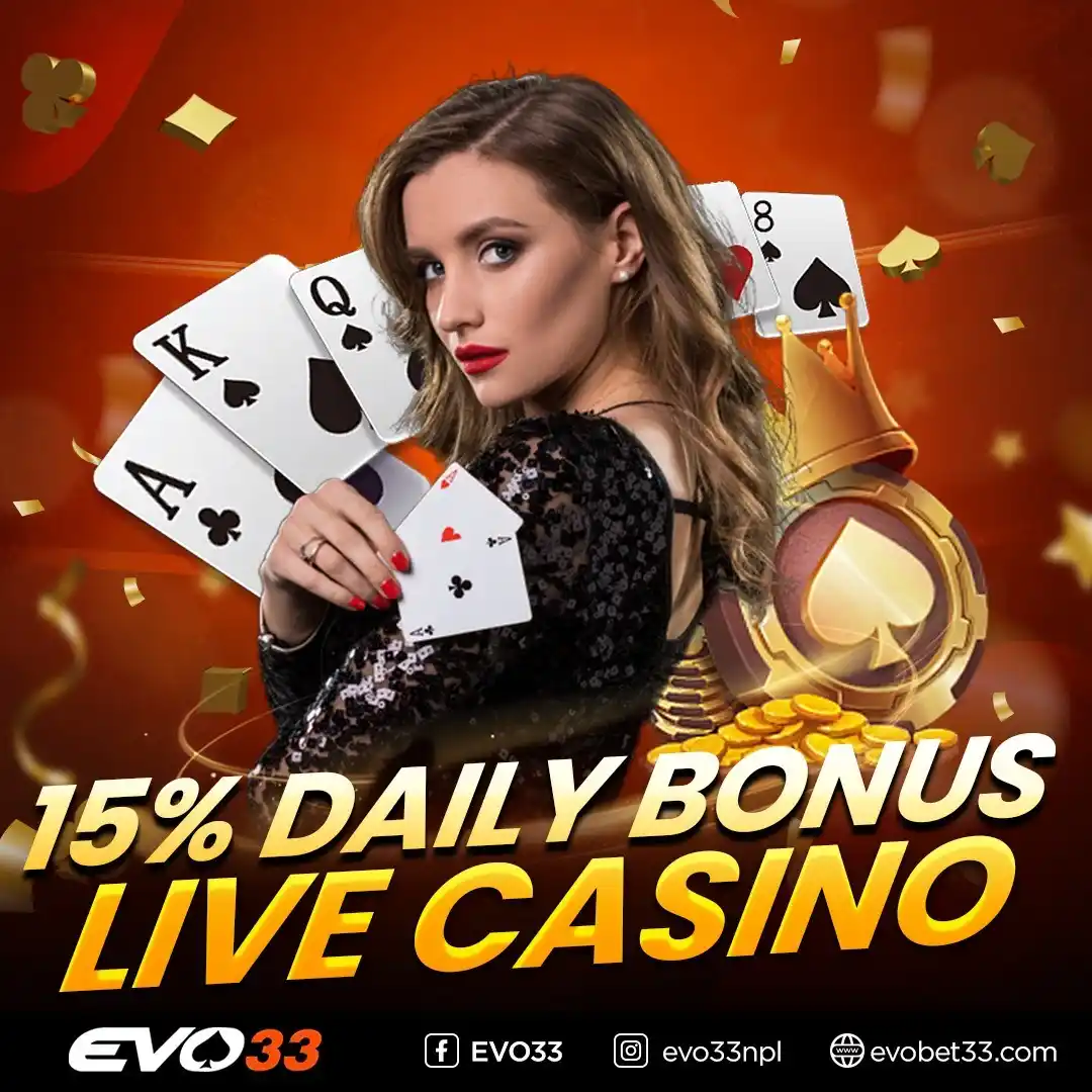 Image from EVO33 CHANNEL: 🃏 15% DAILY BONUS! 🎉 💥 Get 15% extra every day — no limits! 🎥 Live...