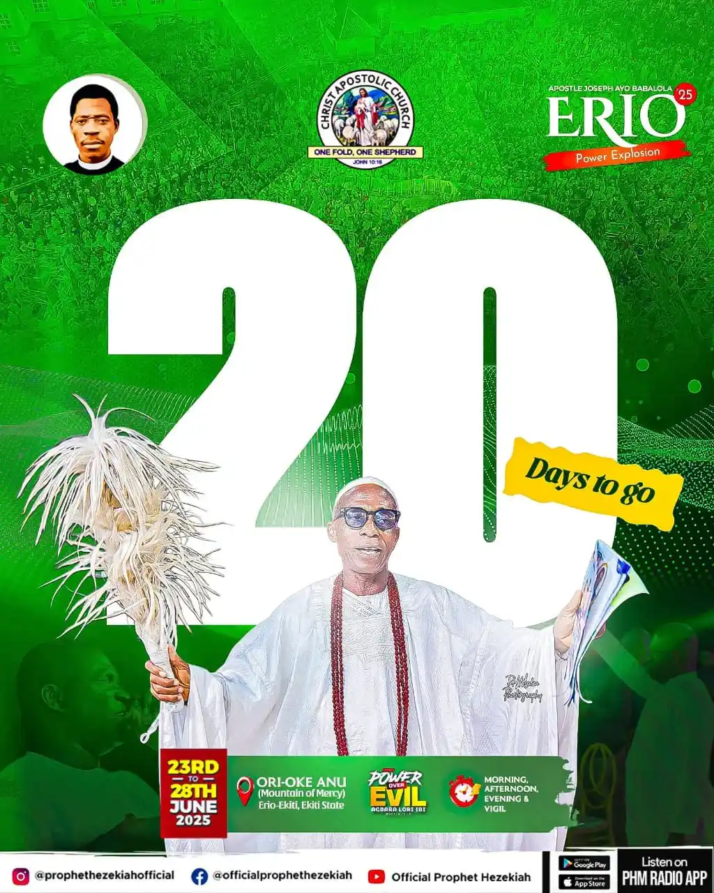 Image from Prophet/Evang. Hezekiah Oladeji: ⚔️ 20 DAYS TO THE BATTLE GROUND! The Mountain of Mercy is calling. It...