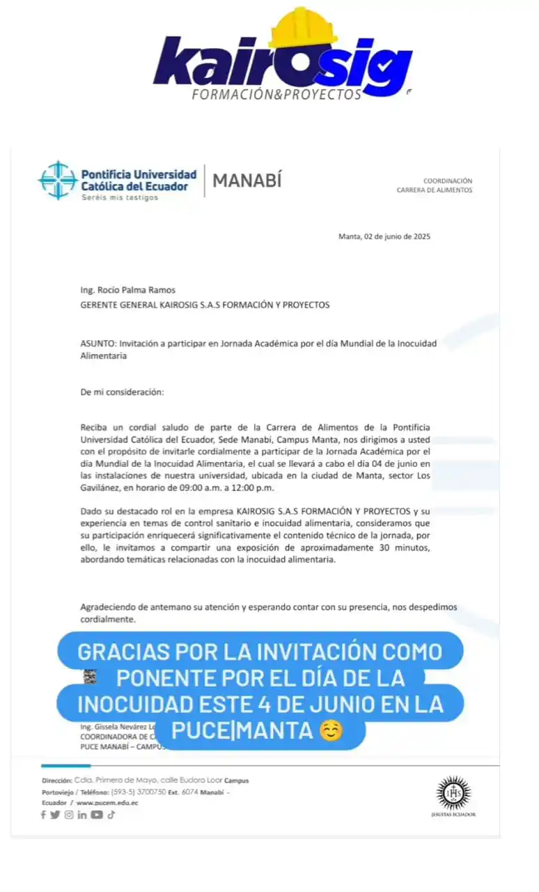 Image from Kairosig Formación & Proyectos: Agradecemos la cordial Invitación a la Pontificia Universidad Católica...