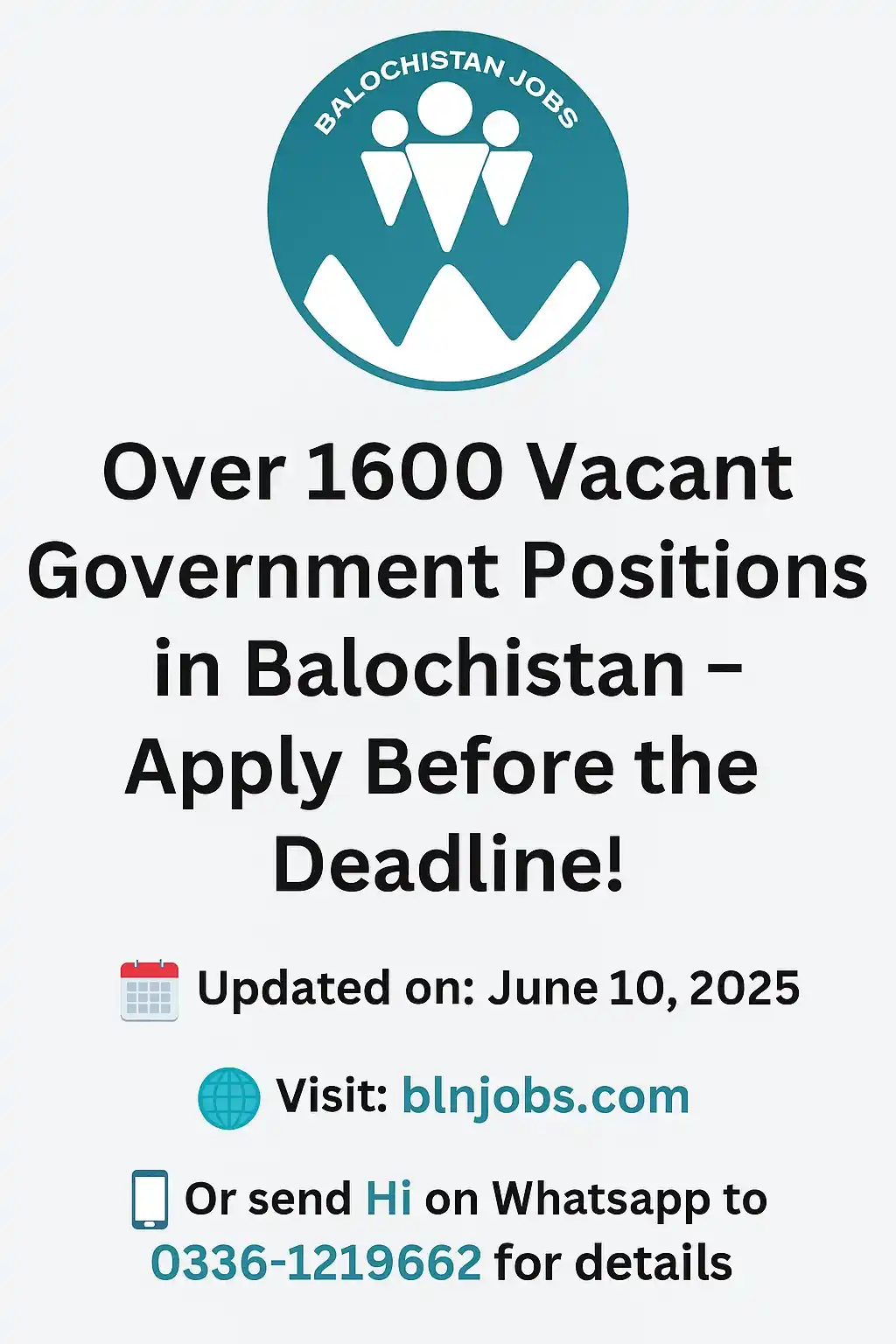 Image from Balochistan Jobs & Info: *بلوچستان کی درج ذیل 1600 سے زائد آسامیاں خالی ہیں جن کی تاریخ ابھی با...
