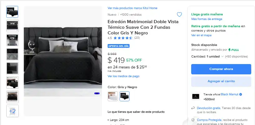 Image from Ofertas Increibles: 🛏️ CALIDEZ Y ESTILO PARA TU CAMA 🖤 🎁 Mercado Libre: Edredón Matrimo...