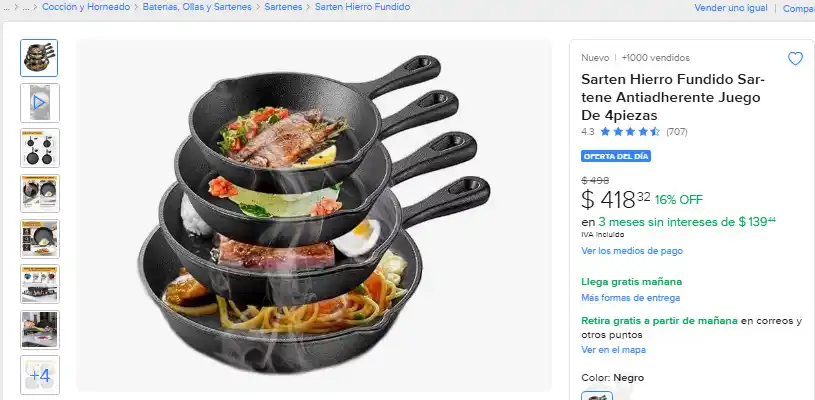 Image from Ofertas Increibles: 🍳 ¡COCINA CON ESTILO Y CALIDAD! 🍳 🎁 Mercado Libre: Sarten Hierro Fu...