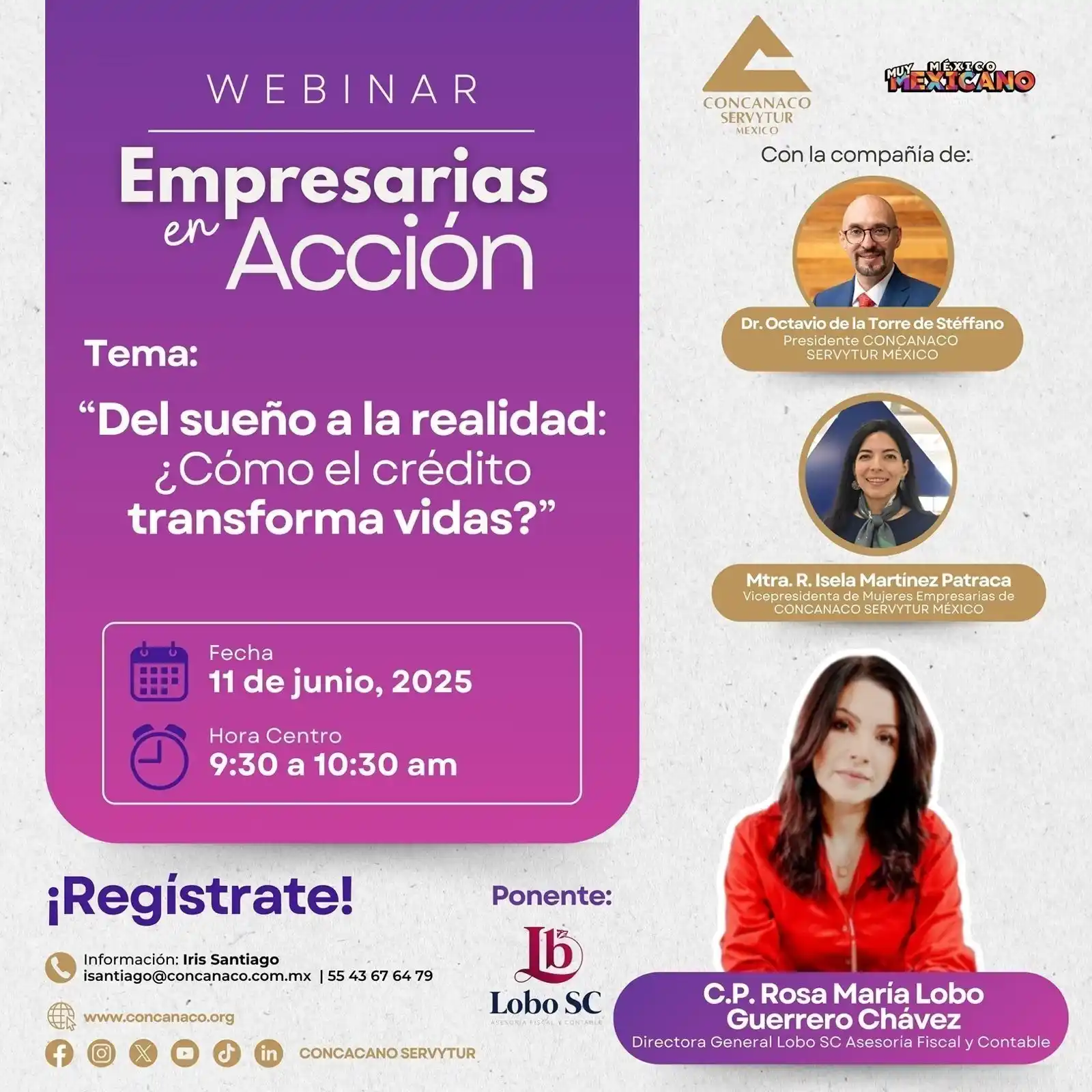 Image from MIPYMES MX: *CONCANACO SERVYTUR MÉXICO,* te invita al Webinar *Empresarias en Acci...