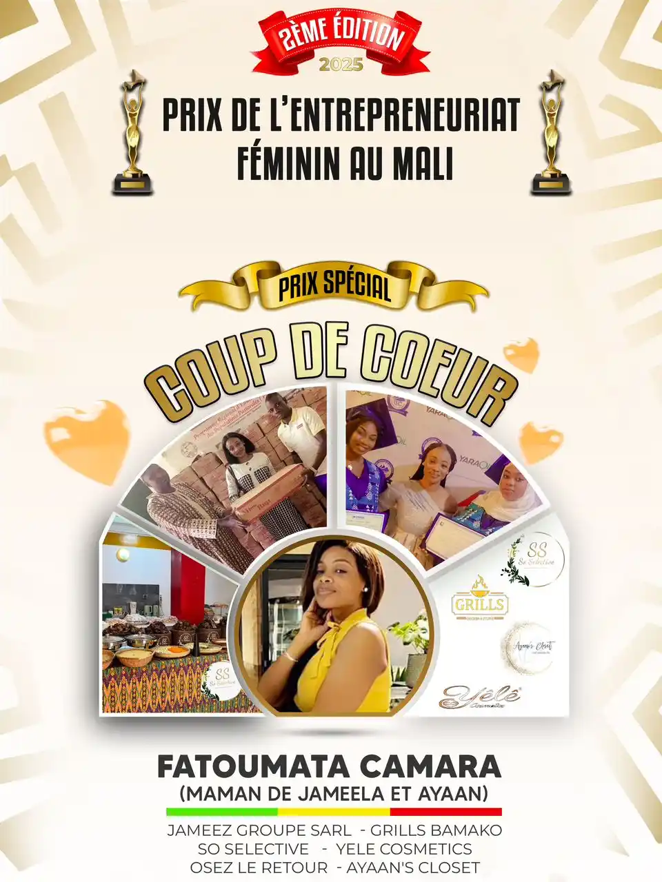 Image from Prix de l’Entrepreneuriat Féminin au Mali 🇲🇱 : 𝐂𝐎𝐔𝐏 𝐃𝐄 𝐂Œ𝐔𝐑 𝟐𝟎𝟐𝟓 – 𝐏𝐄𝐅 𝐌𝐚𝐥𝐢  Fatoumata Camara, un...