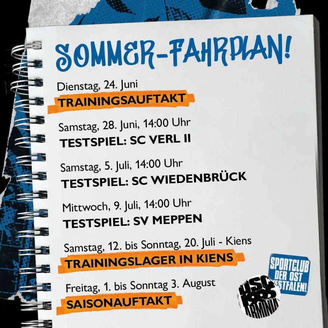Image from DSC Arminia Bielefeld: Das ist unser Sommerfahrplan! 🌞⚽️ Am 24. Juni, startet unsere Manns...