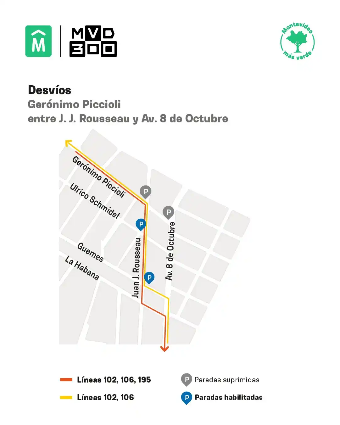 Image from Momento De Noticia 🇺🇾: 🏗️ Desvío en calle Gerónimo Piccioli 🗓️ Hasta el lunes 16 de junio ...