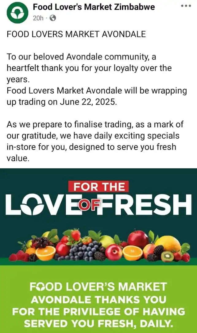 Image from ZimSphere: *Food Lover's Market Closes Two Harare Stores* Food Lover's Market...