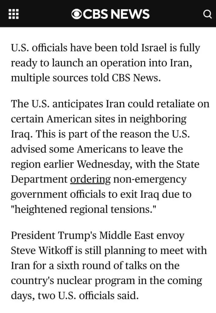 Image from خبر فردا: ‼️‼️فوری حمله اسرائیل به ایران نزدیک است!/cbs  شبکه سی بی اس آمریکا خب...