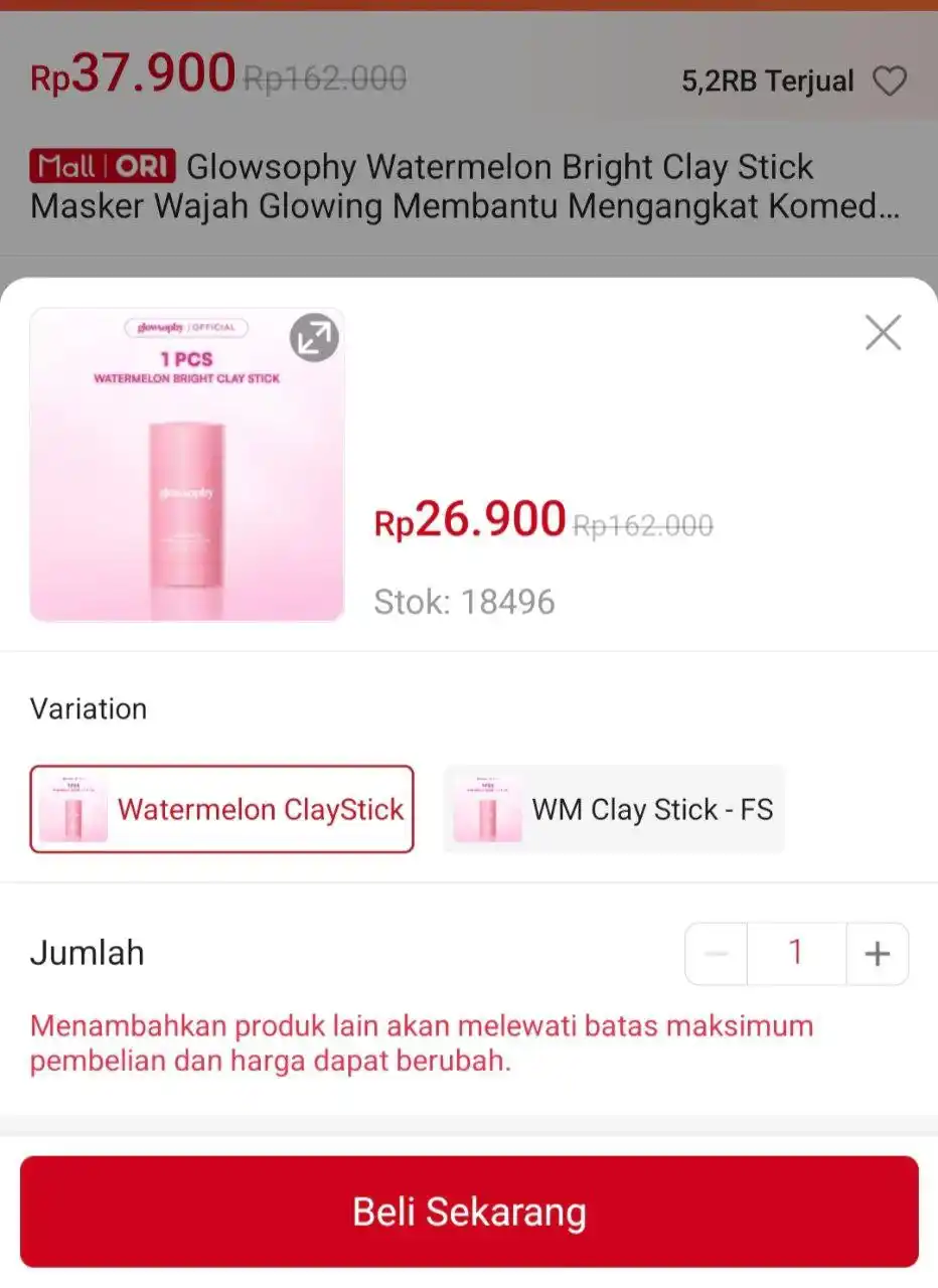 Image from Racun Shopee Receh: Glowsophy Watermelon Bright Clay Stick Masker Wajah Glowing Membantu M...