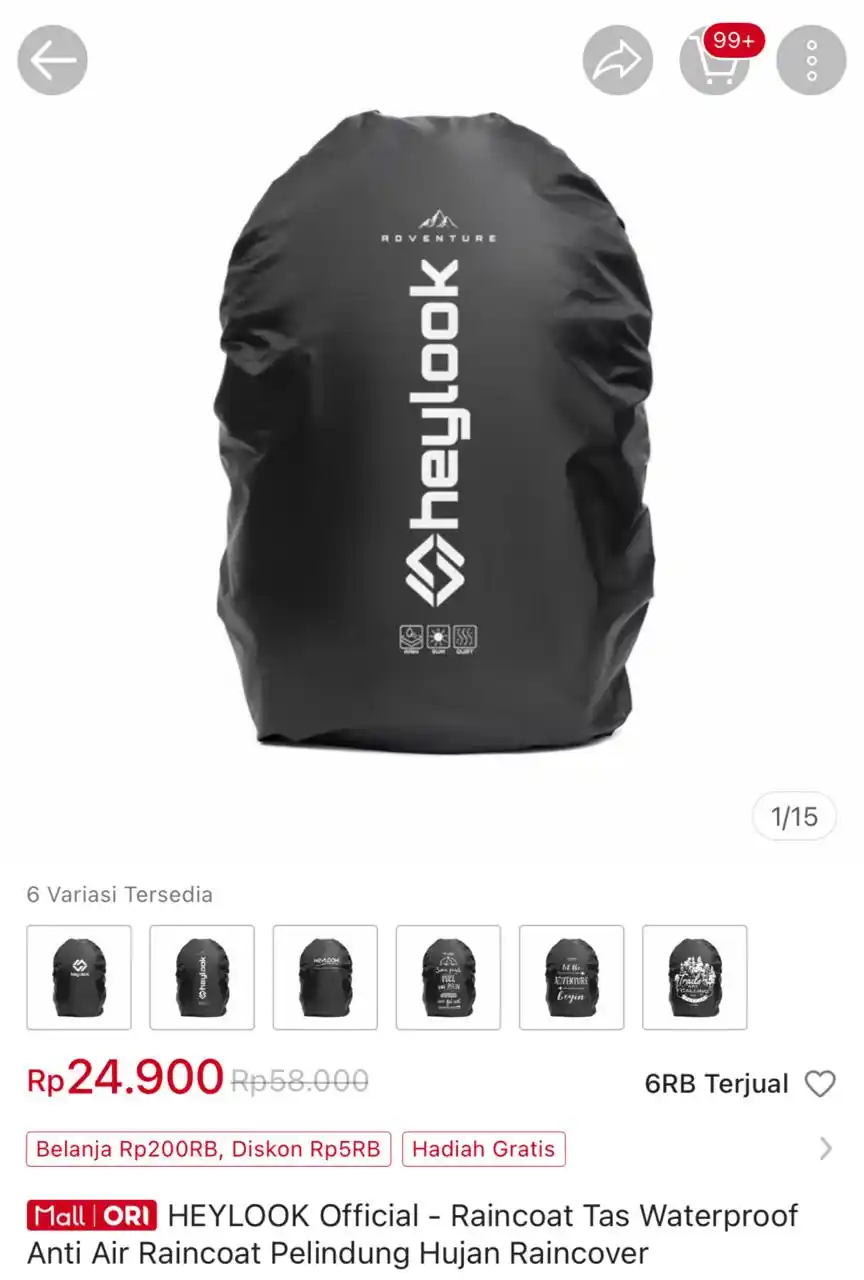 Image from Racun Shopee Receh: HEYLOOK Official - Raincoat Tas Waterproof Anti Air Raincoat Pelindung...