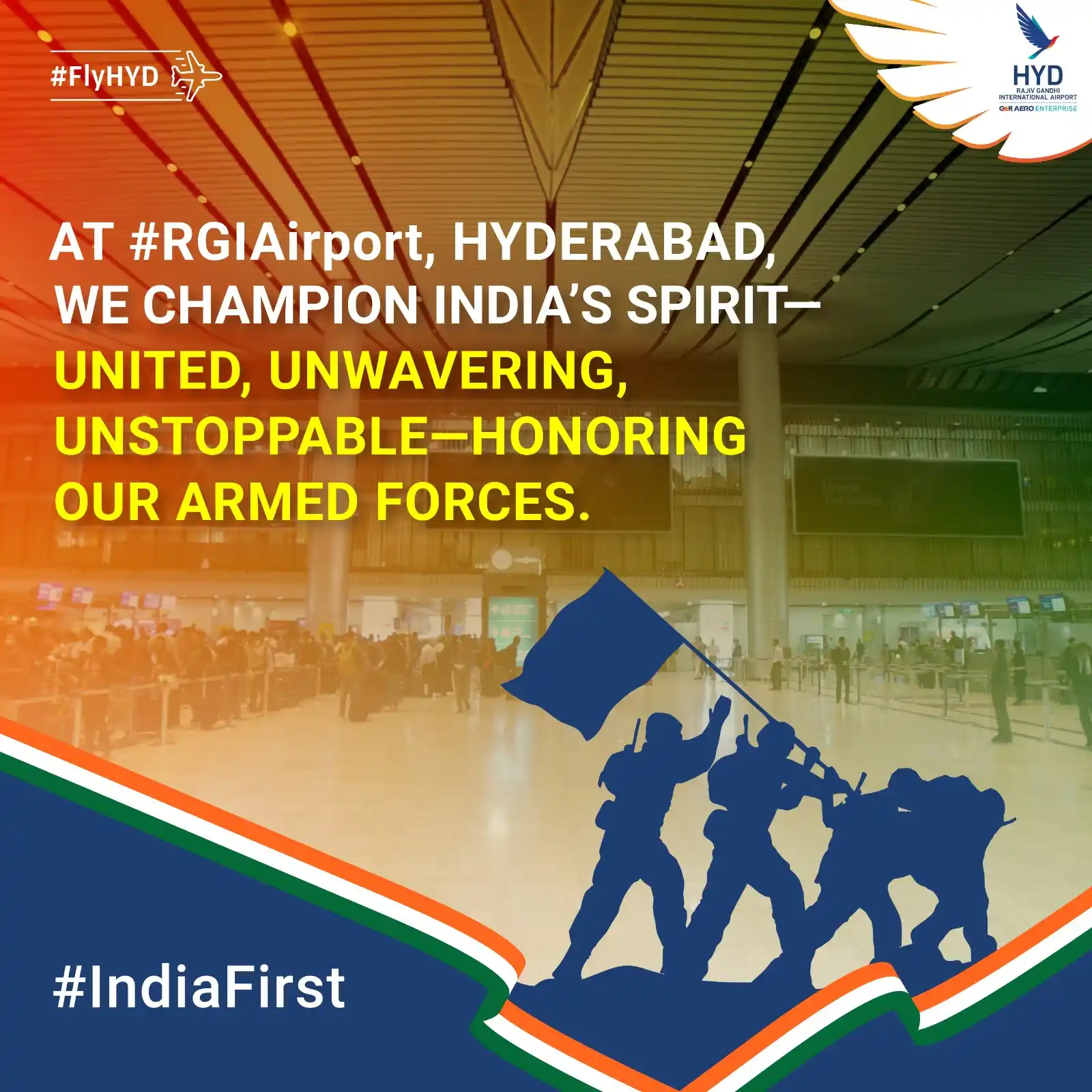Image from Hyderabad Airport: Honoring the unwavering dedication and courage of our armed forces—uni...