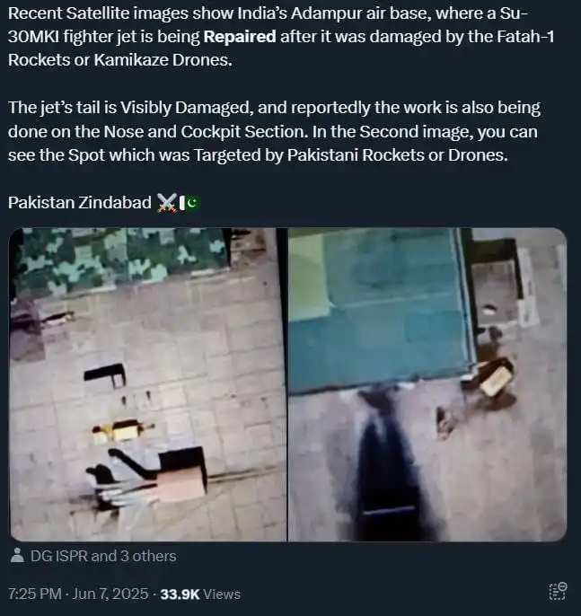 Image from Major Madhan Kumar: ISPR claimed they attacked Indian Airbases 😁...