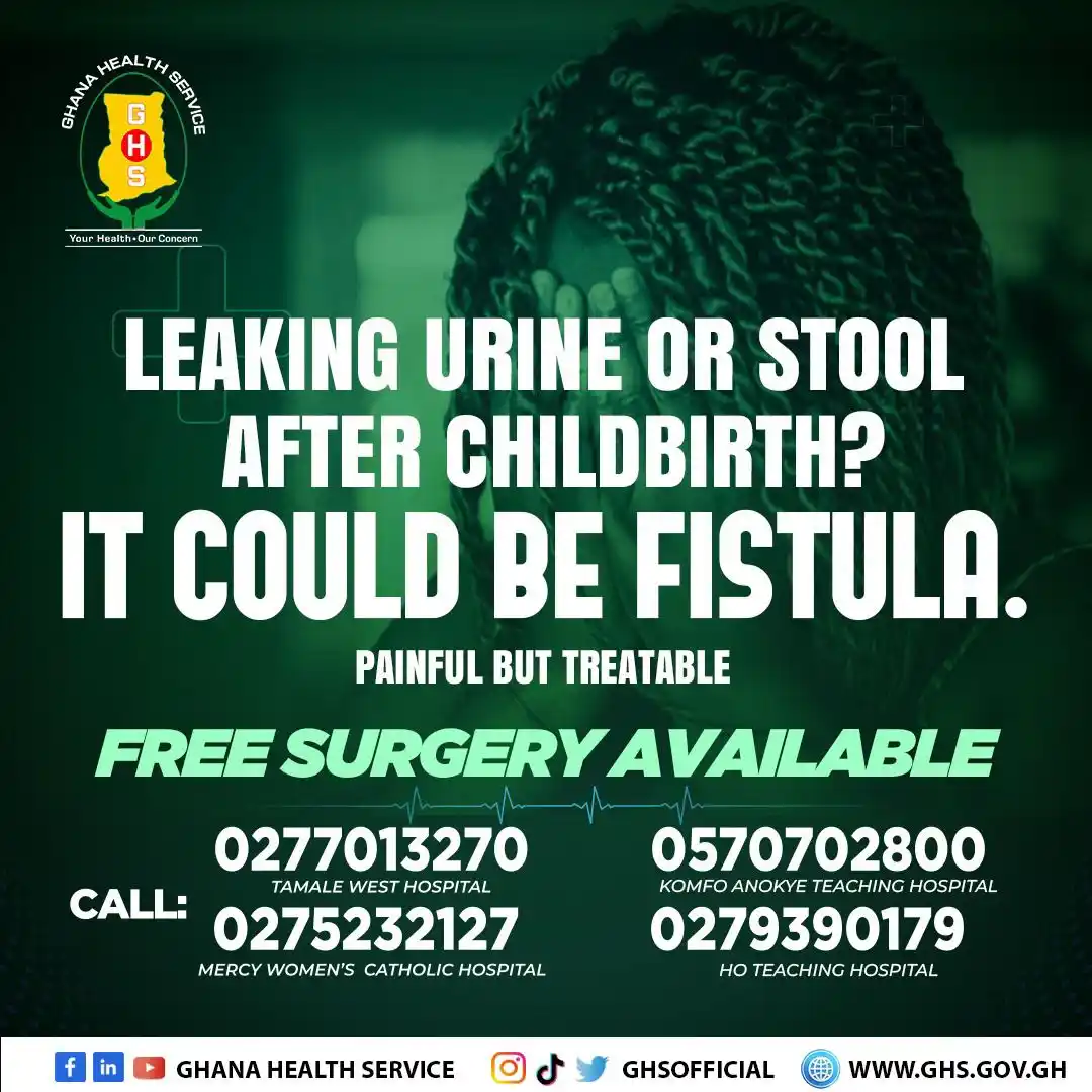 Image from Ghana Health Service: Leaking urine or stool after childbirth? It might be more than a minor...