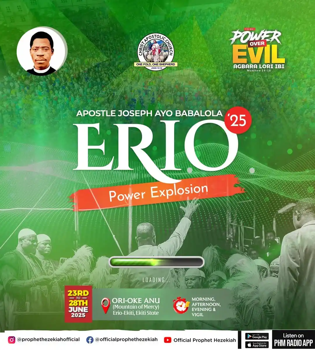 Image from Prophet/Evang. Hezekiah Oladeji: ⚠️ LOADING: ERIO ’25 – Power Explosion The sacred ground of Apostle J...
