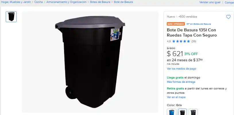 Image from Ofertas Increibles: 🚮 MANTÉN TU BASURA SEGURA Y LIMPIA. 🗑️ 🎁 Mercado Libre: Bote De Bas...