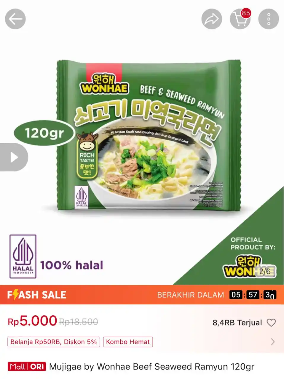 Image from Racun Shopee Receh: Mujigae by Wonhae Beef Seaweed Ramyun 120gr https://s.shopee.co.id/7Kl...