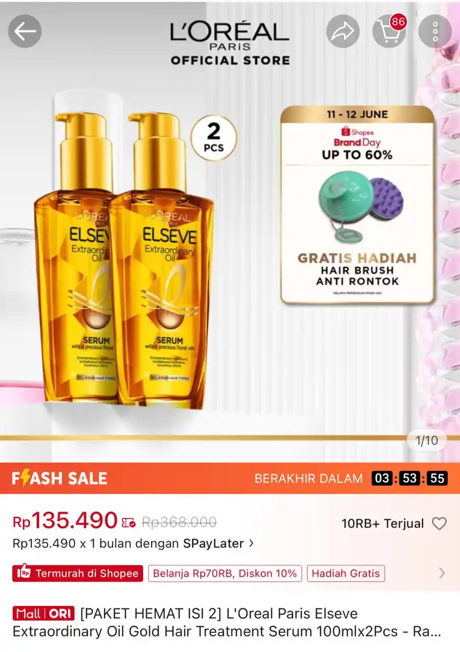Image from Racun Shopee Receh: [PAKET HEMAT ISI 2] L'Oreal Paris Elseve Extraordinary Oil Gold Hair T...