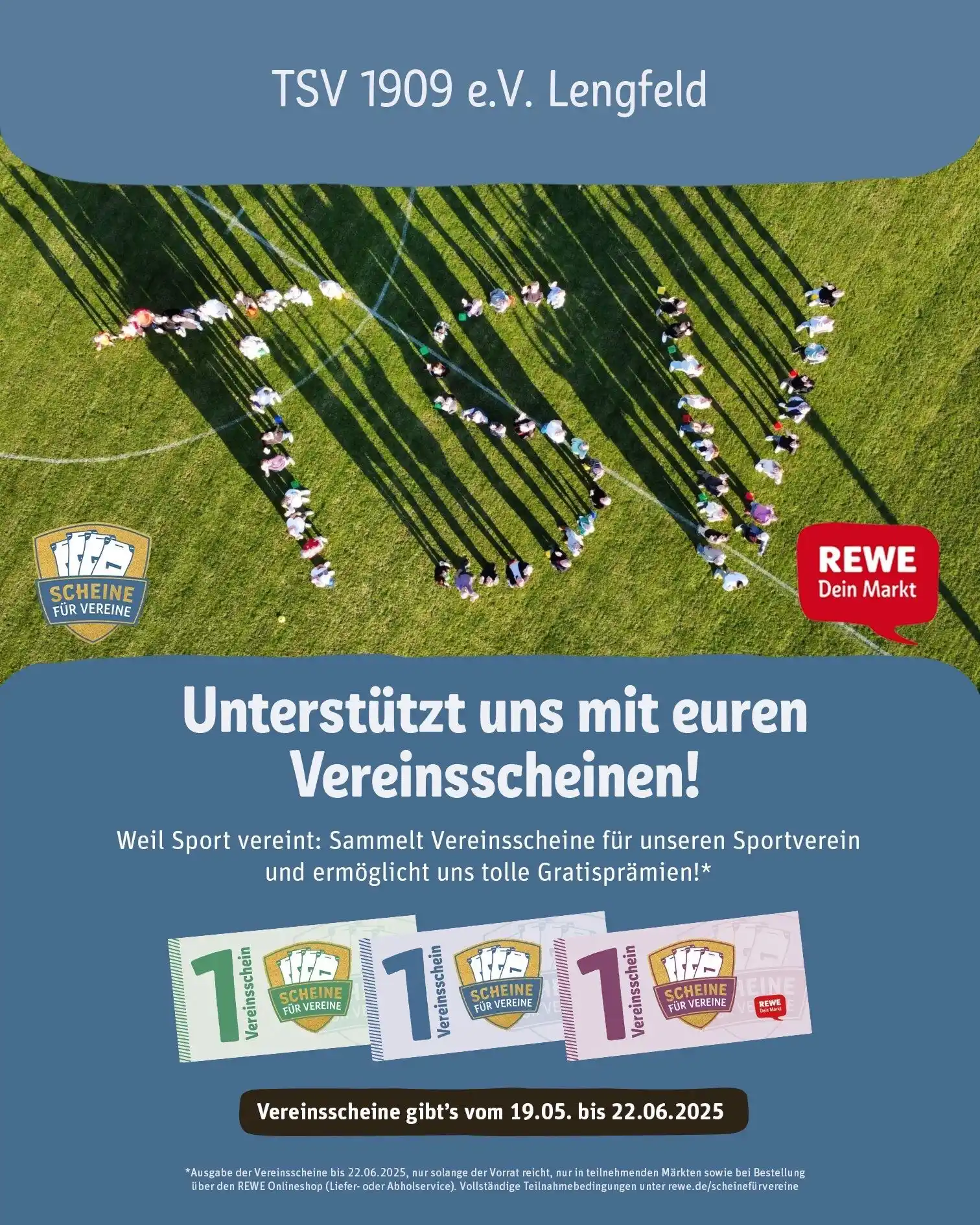 Image from TSV 1909 e.V. Lengfeld: ++ REWE - Scheine für Vereine ist zurück ++ 🗓️ Ab 19. Mai bis zum 2...