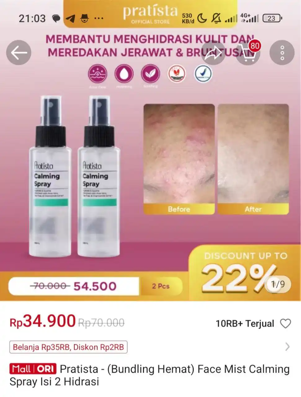 Image from Racun Shopee Receh: Pratista - (Bundling Hemat) Face Mist Calming Spray Isi 2 Hidrasi http...
