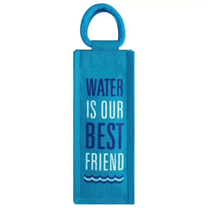 Image from Unique Items: Printed Water Bottle Jute Bag - Turquoise Blue (Blue https://amzn.to/3...