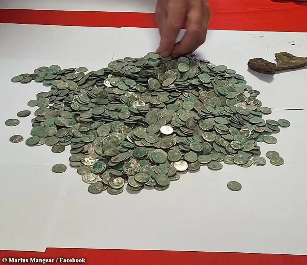 Image from Archaeology News Online Magazine: Roman coin hoard discovered by Romanian metal detectorist is among the...