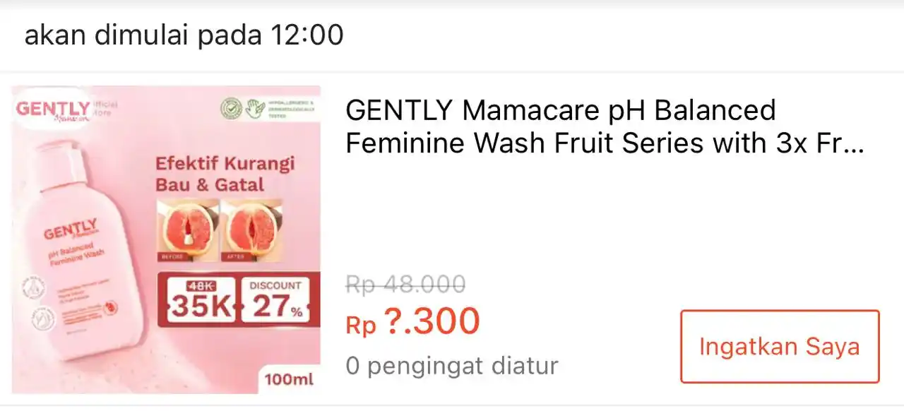 Image from Racun Shopee Receh: 💰 Rp3.300 ⏰ 12:00 WIB GENTLY Mamacare pH Balanced Feminine Wash Fru...