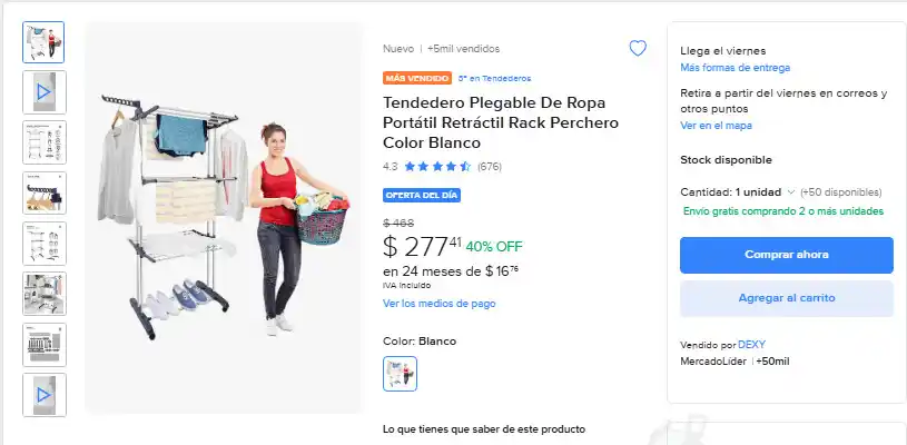 Image from Ofertas Increibles: 👚 SECA TU ROPA EN CUALQUIER LUGAR 👖 🎁 Mercado Libre: Tendedero Pleg...