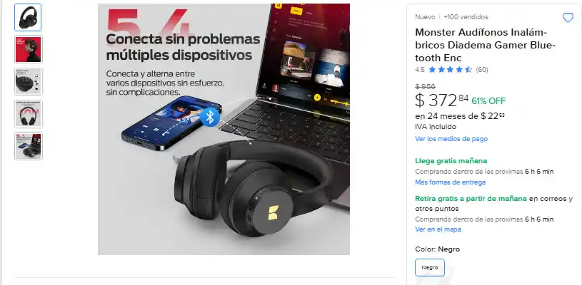 Image from Ofertas Increibles: 🎮 SUMÉRGETE EN EL JUEGO SIN CABLES 🎧 🎁 Mercado Libre: Monster Audíf...