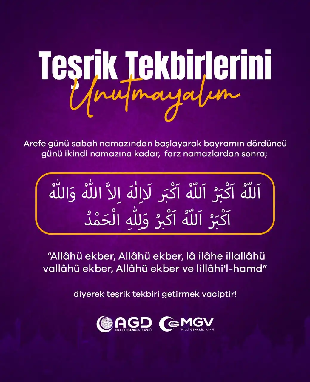 Image from AGD İstanbul: Teşrîk Tekbîrlerini Unutmayınız! İnstagram: https://www.instagram.com...