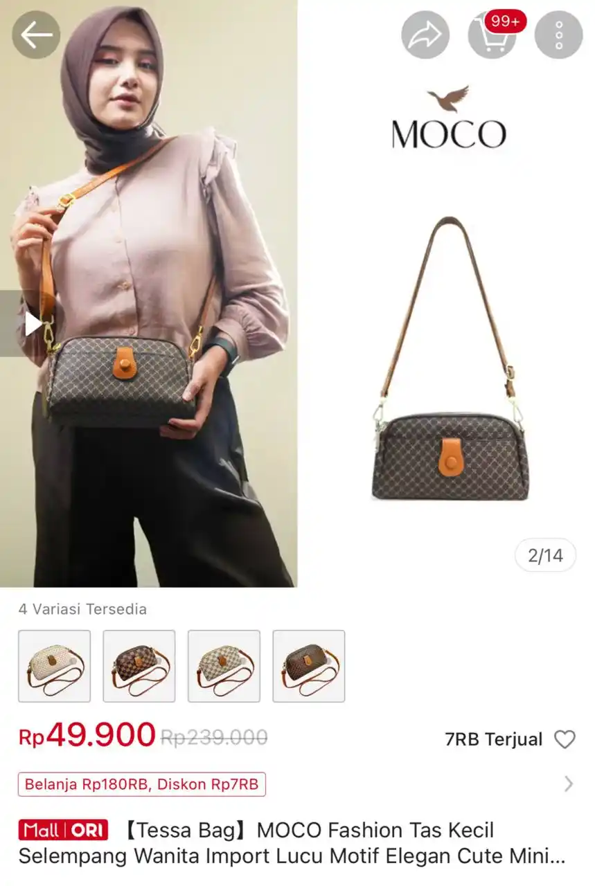 Image from Racun Shopee Receh: 【Tessa Bag】MOCO Fashion Tas Kecil Selempang Wanita Import Lucu Motif E...