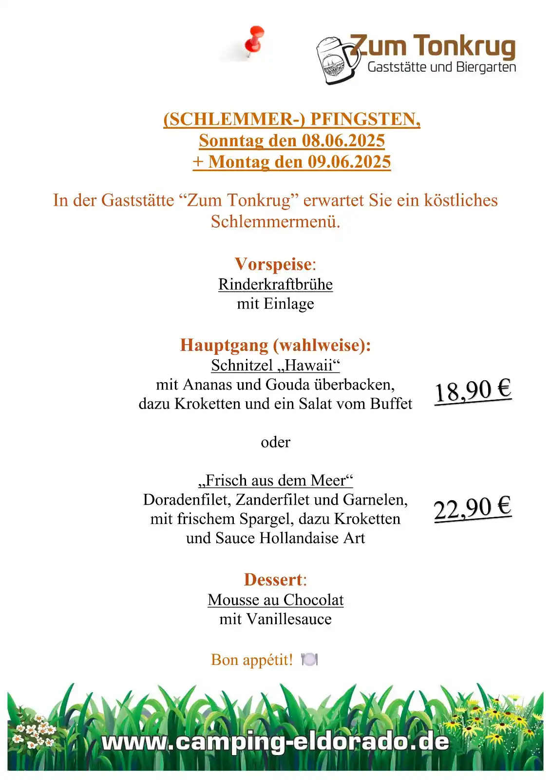 Image from Gaststätte Zum Tonkrug: 📢 ... und auch zu Pfingsten haben wir uns wieder leckere Menüs einfal...
