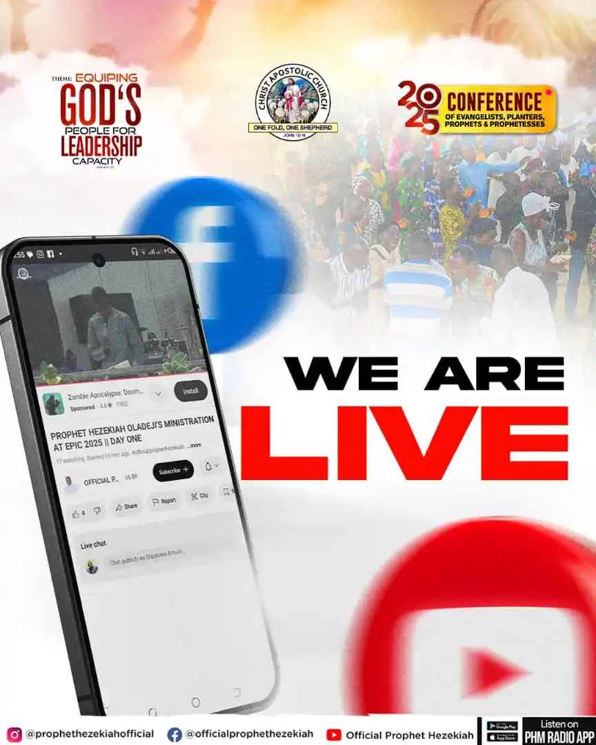 Image from Prophet/Evang. Hezekiah Oladeji: 🔥 WE ARE LIVE NOW | JOIN IMMEDIATELY! A divine atmosphere is here — ...