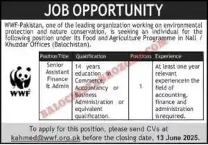 Image from Balochistanjobs.com: ۔ WWF پاکستان کو نال/خضدار میں درج ذیل آسامی کے لئے امیدوارن سے درخواس...