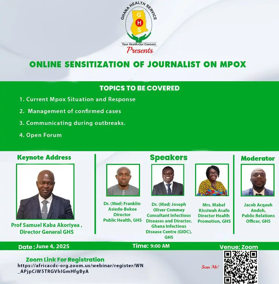 Image from Ghana Health Service: You are invited to register for a Zoom webinar! When: Jun 4, 2025 09:...