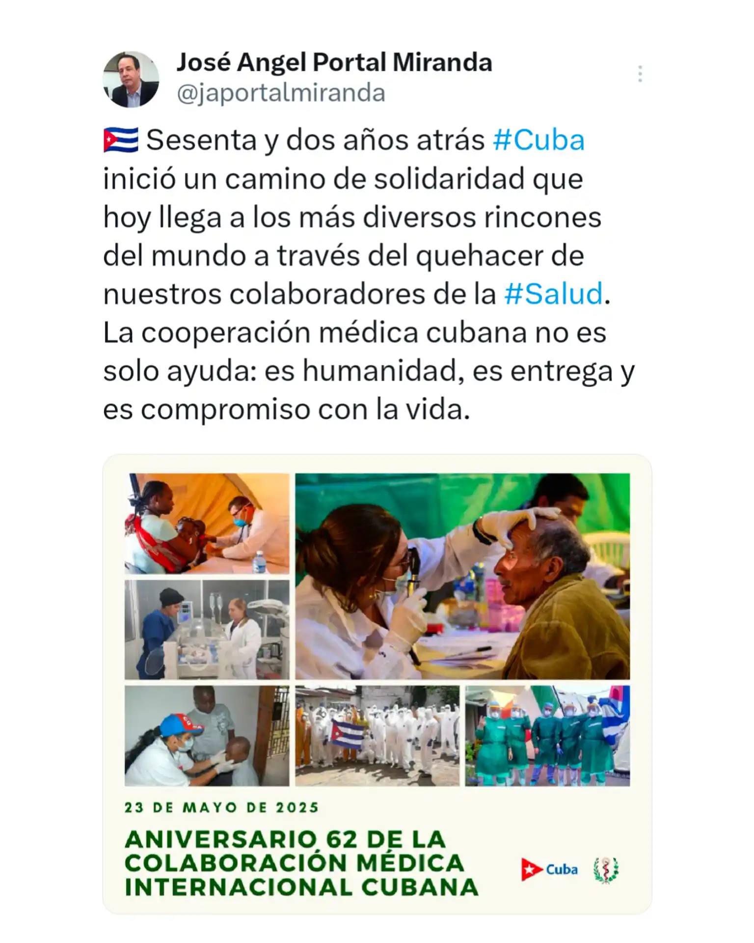 Image from Miguel Díaz-Canel Bermúdez: *Abrazo agradecido a todos nuestros cooperantes internacionalistas*, e...
